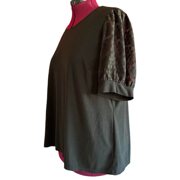 Womens Tops Size 2x Black Lace Sleeve Soft Goth Professional Business Casual - Picture 4 of 8